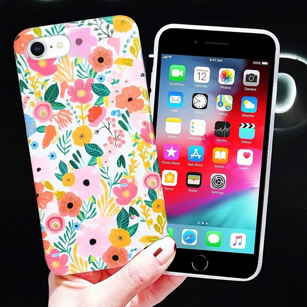 iPhone SE 2020 & 8/7 Case, Soft Shockproof/ Garden Flower Pattern Slim Fit